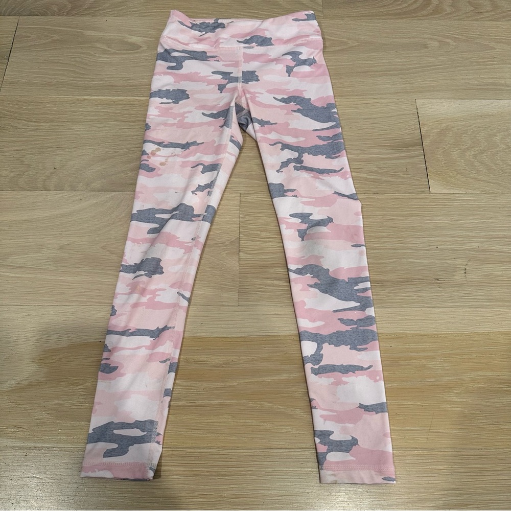 90 DEGREE BY REFLEX Sz S (7/8) KIDS PINK CAMOUFLAGE LEGGINGS